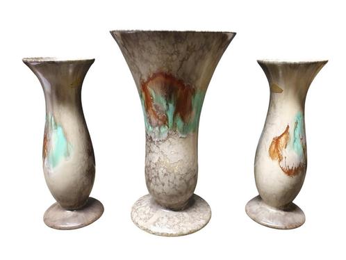 2063 strehla vintage keramiek kaststel vazen set vaas, Huis en Inrichting, Woonaccessoires | Vazen, Gebruikt, Overige kleuren