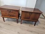 2 vintage nachtkastjes, Ophalen, Gebruikt, Hout, Minder dan 55 cm