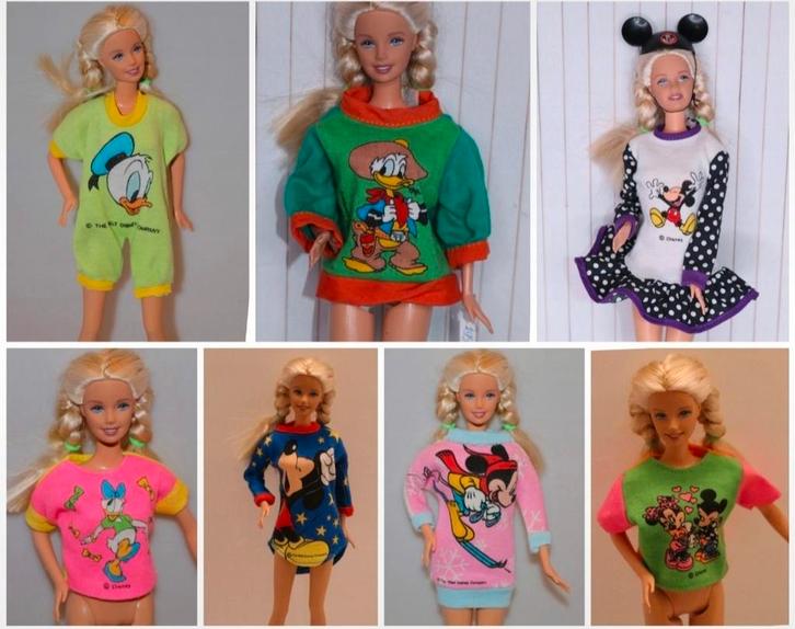 Barbie Disney kleertjes vintage Mickey Mouse Donald Duck, Kinderen en Baby's, Speelgoed | Poppen, Zo goed als nieuw, Barbie, Ophalen of Verzenden