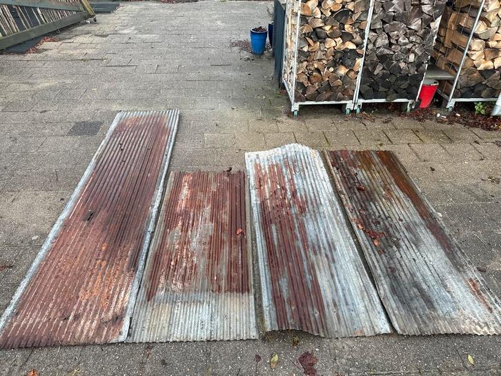 Industriële Golfplaten - Kleine Golf, Doe-het-zelf en Verbouw, Dakpannen en Dakbedekking, Gebruikt, Golfplaat, Metaal, Grijs, Minder dan 5 m²