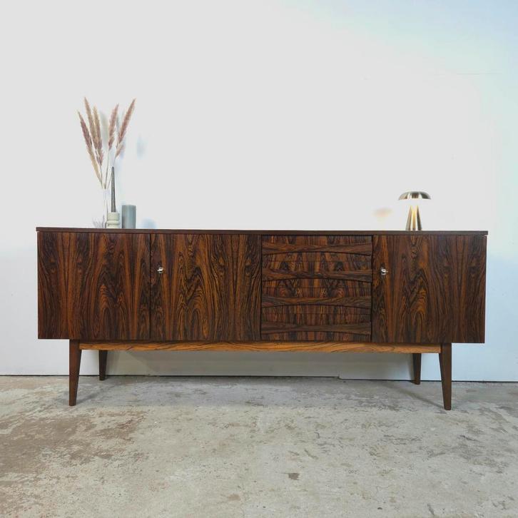 Vintage jaren 60 - 70 palissander sideboard tv meubel 60's, Huis en Inrichting, Kasten | Dressoirs, Gebruikt, 200 cm of meer, 25 tot 50 cm