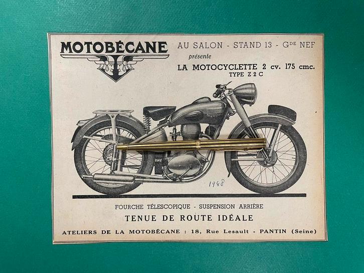 Motobécane Motorcycle Advertentie 1948 FRA (Origineel), Verzamelen, Tijdschriften, Kranten en Knipsels, Knipsel(s), 1920 tot 1940
