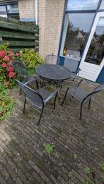 Metalen Tuinset - Tafel & Stoelen, Tuin en Terras, Ophalen, Gebruikt, 6 zitplaatsen, Rvs