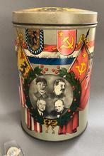 Bevrijdingsblik 1939-1945, met Portretten van Wereldleiders, Ophalen of Verzenden, Gebruikt, Koek(jes), Overige merken