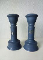 Mat geglazuurde blauwe kandelaars keramiek de Gebroeders, Huis en Inrichting, Woonaccessoires | Kandelaars en Kaarsen, Overige materialen