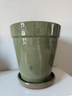 Groene Bloempot met Schotel, Gebruikt, Rond, Binnen, Minder dan 40 cm