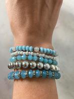 5 blauw/witte armbandjes, Sieraden, Tassen en Uiterlijk, Armbanden, Ophalen of Verzenden, Gebruikt, Blauw, Kunststof of Plastic
