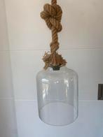 Prachtige touwlamp met robuust glas, Huis en Inrichting, Lampen | Hanglampen, Ophalen of Verzenden, Zo goed als nieuw, Glas, Minder dan 50 cm