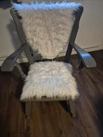 Gepimpte 70s fauteuil met schapenvacht, Ophalen, Gebruikt, Vintage, Stof
