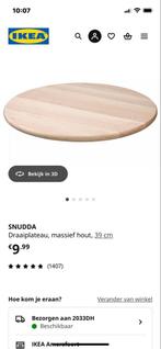 SNUDDA Draaiplateau - Massief Hout, Ophalen, Zo goed als nieuw, Rond, Hout