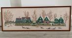 Geborduurd & ingelijst ‘ Zaanse huisjes’  77x 27 cm Vintage, Hobby en Vrije tijd, Borduren en Borduurmachines, Ophalen of Verzenden