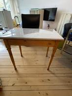 Houten tafeltje met marmeren blad, 85x51x75h, Antiek en Kunst, Ophalen