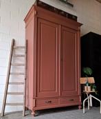 Vintage/Brocante aardetint kloosterkast, Antieke kledingkast, 100 tot 150 cm, 200 cm of meer, Ophalen of Verzenden, Zo goed als nieuw