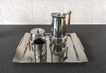 Espresso-/mokkaset INOX, vintage  beschikbaar voor biedingen