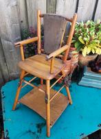 Antieke poppenstoel leer en koper details inklapbaar Miekje, Ophalen of Verzenden