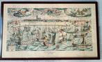 Rotterdam 17e Eeuw: Kleurrijke Havenprent (groot formaat), Ophalen of Verzenden