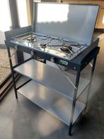 Uitvouwbaar 3-pits gasfornuis kampeer keukentje met gasfles, Ophalen, Gebruikt