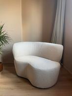 WOOOD fauteuil / crème bouclé stof / Teddy, Huis en Inrichting, 100 tot 125 cm, Rond, Gebruikt, Stof
