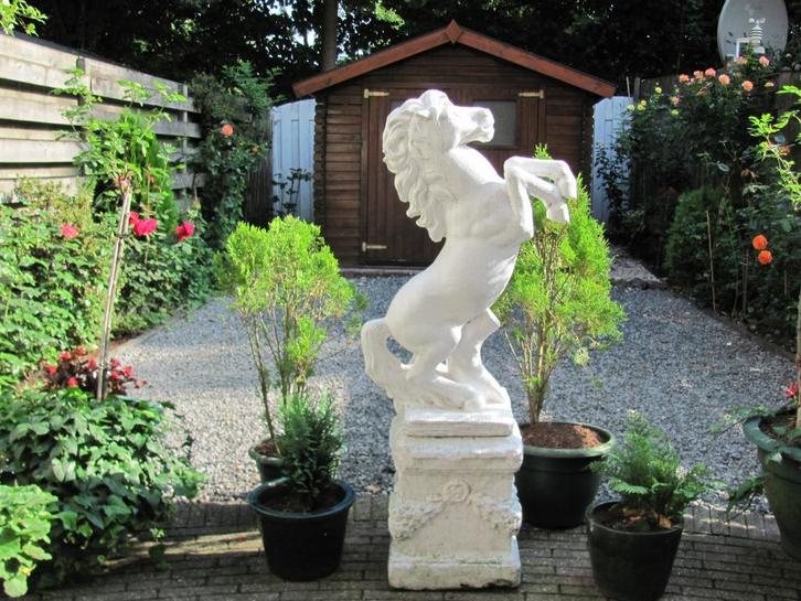 Standbeeld Witte Paard voor tuin, Tuin en Terras, Tuinwanddecoratie, Gebruikt, Ophalen