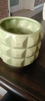 Groene Bloempot met Geometrisch Design, Tuin en Terras, Gebruikt, Rond, Ophalen of Verzenden, Balkon