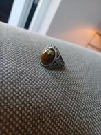 Heren Ring met tijger oog zilver kleur ringmaat 22mm, 20 of groter, Heer, Nieuw, Ophalen of Verzenden
