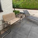 Tuinstel, bank, bed en 2 rvs onderstellen, Gebruikt, Bank, Rvs, Tuinset