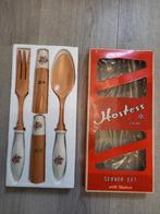 Vintage Salade Set (Met Rose Bloemetjes), Ophalen of Verzenden