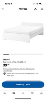 IKEA Askvoll Bed 140x200 - Wit, Huis en Inrichting, Slaapkamer | Bedden, Ophalen, Wit, Tweepersoons, 140 cm
