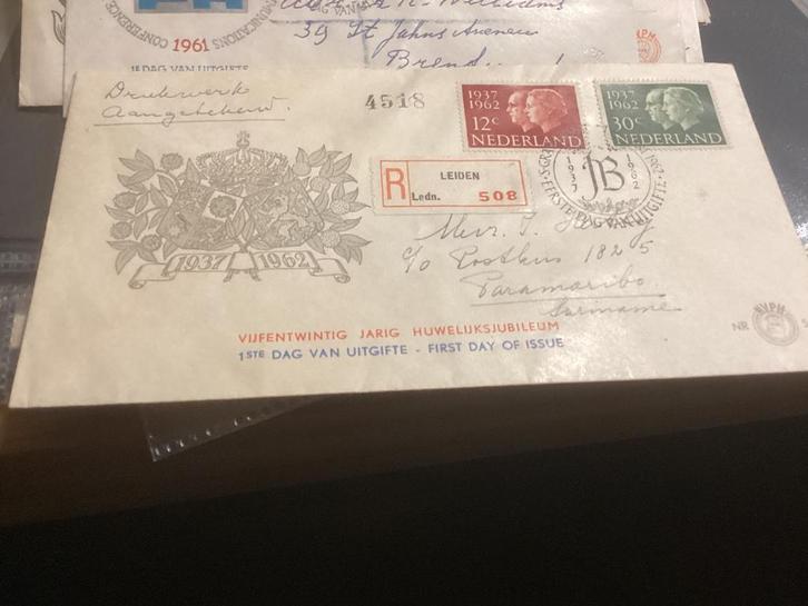 No5827 aangetekend Leiden E50 gelopen Paramaribo Heb ook, Postzegels en Munten, Postzegels | Eerstedagenveloppen, Onbeschreven