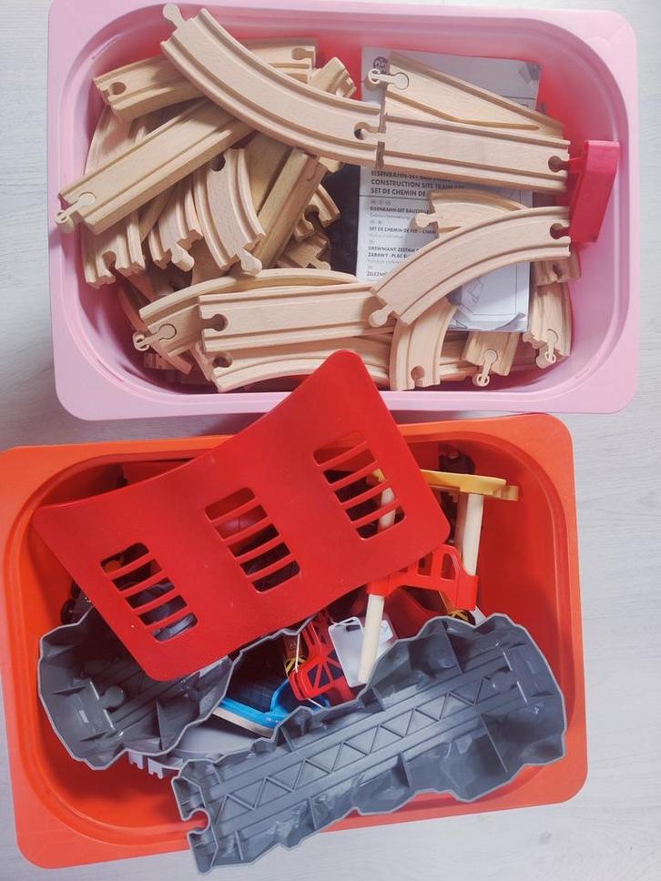 Houten treinbaan, Kinderen en Baby's, Speelgoed | Speelgoedvoertuigen, Gebruikt, Ophalen