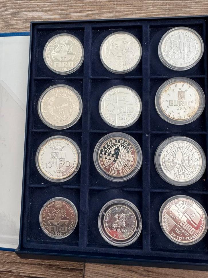 Zilver 925 munten officiële euro-uitgiften 12 stuks, Postzegels en Munten, Munten | Nederland, Euro's, Koningin Beatrix, Zilver