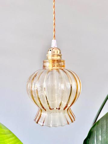 Vintage glazen lampenlap hanglamp lamp beschikbaar voor biedingen