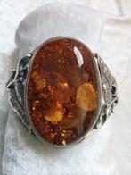 Prachtige Zilveren Armband met Super Grote Barnsteen, Verzenden, Zilver, Armband, Met edelsteen
