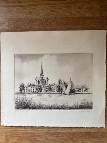 Pentekening van de IJssel met kerk Kampen, Wieringa beschikbaar voor biedingen
