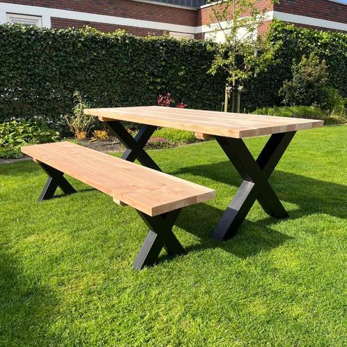 Douglas Tuintafels - Zwarte Poten, Tuin en Terras, Tuintafels, Nieuw, Rechthoekig, Hout, Ophalen of Verzenden