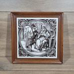 Vintage ingelijste Jan Luyken bruine tegel "de advocaat ", Antiek en Kunst, Ophalen of Verzenden