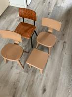 2 x kinder school stoel en 1x krukje, Ophalen of Verzenden, Gebruikt, Bruin, Eén