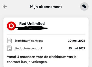 Vodafone Red Unlimited Sim Only 2-jarig abonnement beschikbaar voor biedingen