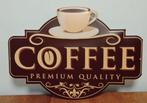Coffee premium quality koffie relief reclamebord van metaal