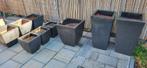 Antraciet Keramiek Bloempotten Set, Tuin en Terras, Bloembakken en Plantenbakken, Ophalen, Steen, Gebruikt, Minder dan 60 cm