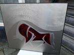Stier, Rood. In metaal, erg mooi, handwerk, abstract kunst, Ophalen of Verzenden