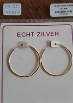 Nieuwe oorringen 30 mm goud op zilver gold plated, Hangers, Nieuw, Ophalen of Verzenden, Goud