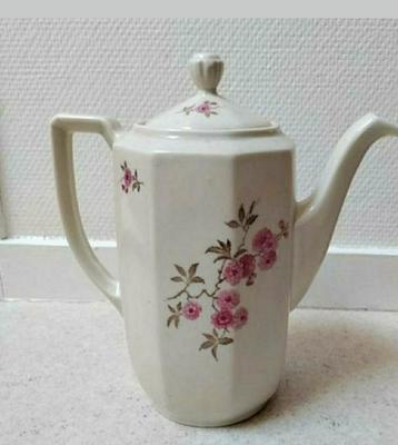 Koffiekan,1950,MOSA Maastricht,bloemen,porselein,deksel,pot beschikbaar voor biedingen