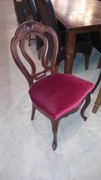 4 Barok Eetkamerstoelen met Rode Zitting, Huis en Inrichting, Stoelen, Ophalen, Hout, Gebruikt, Barok