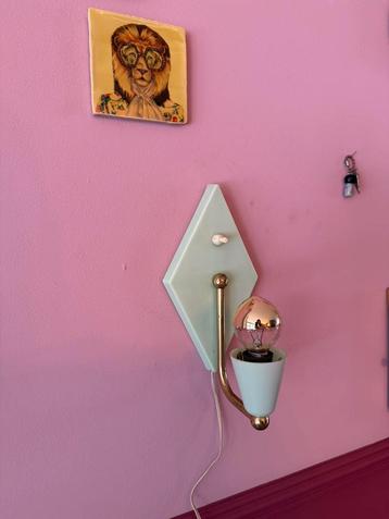 Vintage Italiaans wandlampje mintgroen 50s beschikbaar voor biedingen