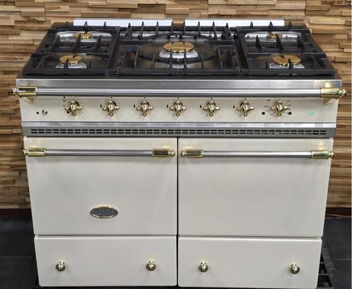 Luxe Fornuis Lacanche 100cm crème & messing 2 ovens, Witgoed en Apparatuur, Fornuizen, Zo goed als nieuw, Vrijstaand, Gas, 5 kookzones of meer