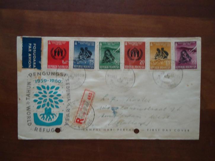 Aangetekende Brief van Bandung naar Amsterdam 1960, Postzegels en Munten, Brieven en Enveloppen | Nederland, Brief, Ophalen of Verzenden