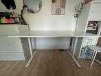 Zit-Sta bureau, wit, handmatig, 160x80cm, Trotten, Ikea, Huis en Inrichting, Bureaus, Ophalen, In hoogte verstelbaar, Gebruikt