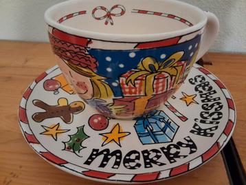 Kerstservies Blond grote kop met schotel, kerst beschikbaar voor biedingen