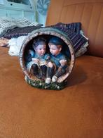 Schattig Beeldje: Ot en Sien in Ton, Tuin en Terras, Tuinbeelden, Ophalen of Verzenden, Zo goed als nieuw, Kunststof, Mensenbeeld